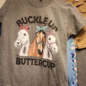 Gildan Gray Short Sleeve Tee with Horse Graphic